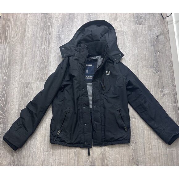 Abercrombie Fitch All Season Weather Warrior Hooded Parka Coat Women's M Black - Picture 1 of 10